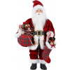 Uten Vianočný Mikuláš s károvaným vreckom darčekov – červená figúrka v tradičnom sviatočnom štýle, 58 cm Uten Vianočný Mikuláš s károvaným vreckom darčekov – červená figúrka v tradičnom sviatočnom štýle, 58 cm