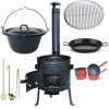 Kotlíkový set Párty 3 v 1, čierna kotlina 45 cm a smaltovaný kotlík 25 L s pokrievkou s príslušenstvom Kotlíkový set Párty 3 v 1, čierna kotlina 45 cm a smaltovaný kotlík 25 L s pokrievkou s príslušenstvom