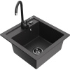 Mexen Vito granitový kuchynský drez 1-komorový s kuchynskou batériou Telma, čierny s fľakmi - 6503-76-670200-70-B Mexen Vito granitový kuchynský drez 1-komorový s kuchynskou batériou Telma, čierny s fľakmi - 6503-76-670200-70-B