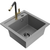 Mexen Vito granitový drez s 1 komorou a kuchynskou batériou Flora, sivý - 6503-71-670401-57-B Mexen Vito granitový drez s 1 komorou a kuchynskou batériou Flora, sivý - 6503-71-670401-57-B