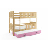 BMS Group Poschodová posteľ s prístelkou KUBO 3 200x90 borovica - ružová BMS Group Poschodová posteľ s prístelkou KUBO 3 200x90 borovica - ružová