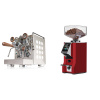 Rocket Espresso Appartamento, white, walnut + Eureka Mignon Specialita Smart, CR ferrari red Rocket Espresso Appartamento, white, walnut + Eureka Mignon Specialita Smart, CR ferrari red