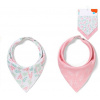 Detský podbradník/šatka 2D sada BabyOno Listy, ružová/biela BabyOno Detský podbradník/šatka 2D sada BabyOno Listy, ružová/biela BabyOno