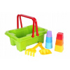 Teddies Sada na písek plast kbelík hrad 31x24cm, lopatka, hrabičky, bábovky 6ks v síťce 12m+ Teddies Sada na písek plast kbelík hrad 31x24cm, lopatka, hrabičky, bábovky 6ks v síťce 12m+