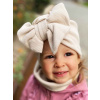 Detská čiapka / Turban s Mašľou, rebrovaná bavlna LATTE Detská čiapka / Turban s Mašľou, rebrovaná bavlna LATTE