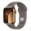 Apple Watch Series 9 Cellular 45mm Zlatá ocel s jílově šedým sportovním řemínkem S/M MRMR3QC/A