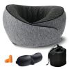 Cestovný vankúš na krk sivý pamäťová pena odnímateľný poťah Cestovný vankúš na krk sivý pamäťová pena odnímateľný poťah