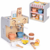 ECOTOYS Dřevěný kávovar pro děti PRESSO modrý/hnědý ECOTOYS Dřevěný kávovar pro děti PRESSO modrý/hnědý