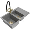 Mexen Gaspar žulový drez 1,5-komorový s odkvapkávačom a kuchynskou batériou Duo, sivý - 6507-71-671701-57-G Mexen Gaspar žulový drez 1,5-komorový s odkvapkávačom a kuchynskou batériou Duo, sivý - 6507-71-671701-57-G