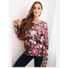 Kesi Włoski Tričko z viskózy s kvetinovým vzorom a dlhým rukávom čokoládová Kesi Włoski Tričko z viskózy s kvetinovým vzorom a dlhým rukávom čokoládová