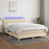 Box spring postel s matrací a LED krémová 140x190 cm textil 3133874 Box spring postel s matrací a LED krémová 140x190 cm textil 3133874
