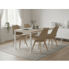 Textilomanie Jedálenský set 1 + 4, biely stôl TESSA 120x60 cm dekor dub + béžová stolička BALI MARK s bukovými nohami Textilomanie Jedálenský set 1 + 4, biely stôl TESSA 120x60 cm dekor dub + béžová stolička BALI MARK s bukovými nohami