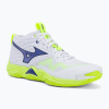 Volejbalové topánky Mizuno Wave Momentum Elite Mid white/lightning yellow/dazzling blue Volejbalové topánky Mizuno Wave Momentum Elite Mid white/lightning yellow/dazzling blue