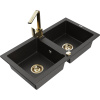 Mexen Mario dvojkomorový granitový drez s kuchynskou batériou Rita, čierny/zlatý metalický - 6504-75-670300-50 Mexen Mario dvojkomorový granitový drez s kuchynskou batériou Rita, čierny/zlatý metalický - 6504-75-670300-50