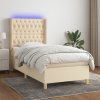 Box spring postel s matrací a LED krémová 100x200 cm textil Krémová 3139098 Box spring postel s matrací a LED krémová 100x200 cm textil Krémová 3139098
