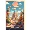 Plagát, Obraz - Vintage Barcelona Travel Poster: Explore Spanish Beauty Post, 26.7 × 40 cm Plagát, Obraz - Vintage Barcelona Travel Poster: Explore Spanish Beauty Post, 26.7 × 40 cm