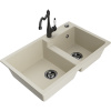 Mexen Tomas dvojkomorový granitový drez s kuchynskou batériou Carla, béžový - 6516-69-670700-70 Mexen Tomas dvojkomorový granitový drez s kuchynskou batériou Carla, béžový - 6516-69-670700-70