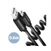 AXAGON BUMM-AM10TB, TWISTER kabel Micro USB - USB-A, 0.6m, USB 2.0, 2.4A, ALU, tpe, černý (BUMM-AM10TB)