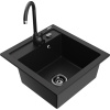 Mexen Vito granitový drez 1-komorový s kuchynskou batériou Telma, čierny - 6503-77-670200-70-B Mexen Vito granitový drez 1-komorový s kuchynskou batériou Telma, čierny - 6503-77-670200-70-B