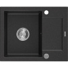 Mexen Enzo granitový drez s 1 komorou a odkvapkávačom 576 x 465 mm, čierny/strieborný metalický, chrómový sifón Mexen Enzo granitový drez s 1 komorou a odkvapkávačom 576 x 465 mm, čierny/strieborný metalický, chrómový sifón