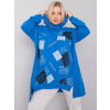 Modrá oversize mikina s potlačou a zipsom na kapucni RV-BL-7217.79P-blue ONE SIZE Modrá oversize mikina s potlačou a zipsom na kapucni RV-BL-7217.79P-blue ONE SIZE