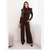 Kesi Włoski Dámsky bavlnený komplet s blúzkou a nohavicami s širokým nohavice hnedý Kesi Włoski Dámsky bavlnený komplet s blúzkou a nohavicami s širokým nohavice hnedý