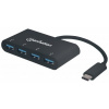 MANHATTAN USB 3.1 rozbočovač typu C 1. generácie, 4 porty typu A, napájanie zbernice MANHATTAN USB 3.1 rozbočovač typu C 1. generácie, 4 porty typu A, napájanie zbernice