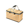 Nákupný, piknikový termo košík, oranžový kockovaný (KOSS59) Nákupný, piknikový termo košík, oranžový kockovaný (KOSS59)