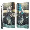 Peňaženkové kožené puzdro Painting Pattern na Motorola Moto E20 / E30 / E40 - Cat Tiger Peňaženkové kožené puzdro Painting Pattern na Motorola Moto E20 / E30 / E40 - Cat Tiger