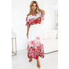 606-1 Long summer dress in a floral red ombre pattern? biela | červená One size numoco basic 5903938290909 606-1 Long summer dress in a floral red ombre pattern? biela | červená One size numoco basic 5903938290909
