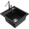 Mexen Vito žulový drez 1-komorový s kuchynskou batériou Flora, čierny - 6503-77-670401-00 Mexen Vito žulový drez 1-komorový s kuchynskou batériou Flora, čierny - 6503-77-670401-00