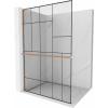 Mexen Kioto+ L, sprchová zástena Walk-In s poličkou a vešiakom 70 x 200 cm, 8mm číre sklo čierny vzor, medený matný profil, 800-070-123-65-78 Mexen Kioto+ L, sprchová zástena Walk-In s poličkou a vešiakom 70 x 200 cm, 8mm číre sklo čierny vzor, medený matný profil, 800-070-123-65-78