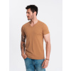 Ombre Men's BASIC classic cotton T-shirt with a v-neck - brown hnedá L Ombre 5902228134534 Ombre Men's BASIC classic cotton T-shirt with a v-neck - brown hnedá L Ombre 5902228134534