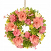 Jarný veniec z drevených kvietkov ružový Ø30 cm Jarný veniec z drevených kvietkov ružový Ø30 cm