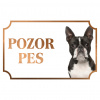Bostonský teriér - Kovová tabuľka POZOR PES Bostonský teriér - Kovová tabuľka POZOR PES