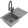 Mexen Pablo žulový drez 1-komorový s odkvapkávačom a kuchynskou batériou Duo, sivý - 6510-71-671701-70-B Mexen Pablo žulový drez 1-komorový s odkvapkávačom a kuchynskou batériou Duo, sivý - 6510-71-671701-70-B
