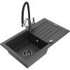 Mexen Pablo žulový drez 1-komorový s odkvapkávačom a kuchynskou batériou Duo, čierny škvrnitý - 6510-76-671701-07-B Mexen Pablo žulový drez 1-komorový s odkvapkávačom a kuchynskou batériou Duo, čierny škvrnitý - 6510-76-671701-07-B