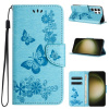 Peňaženkové kožené puzdro Butterfly na Samsung Galaxy S24 Ultra 5G - Modrá Peňaženkové kožené puzdro Butterfly na Samsung Galaxy S24 Ultra 5G - Modrá