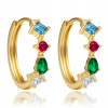 MINET Elegantné zlaté náušnice s bielymi, červenými, modrými a zelenými zirkónmi Au 585/1000 1,65 g JMG0316MGE00 MINET Elegantné zlaté náušnice s bielymi, červenými, modrými a zelenými zirkónmi Au 585/1000 1,65 g JMG0316MGE00