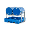 Regál na sudy / stáčacia stanica pre 2x sud à 200 l, záchytná vaňa z plastu, 1429 x 1235 x 837 mm Regál na sudy / stáčacia stanica pre 2x sud à 200 l, záchytná vaňa z plastu, 1429 x 1235 x 837 mm