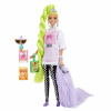 Barbie Bábika Barbie extra biela tunika, neónovo zelené vlasy