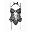 Obsessive Elizenes Garter Corset With Sexy Thong - Black L/XL černá Obsessive Elizenes Garter Corset With Sexy Thong - Black L/XL černá