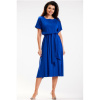 Modré midi šaty so stuhou v páse, A562 M Modré midi šaty so stuhou v páse, A562 M