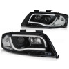 Audi A6 01-04 - predné čierna svetlá s LED denným svietením TUBE LIGHTS Audi A6 01-04 - predné čierna svetlá s LED denným svietením TUBE LIGHTS