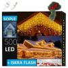 Svetelná clona cencúle 500 LED teplá biela s efektom blesku IP44 Svetelná clona cencúle 500 LED teplá biela s efektom blesku IP44