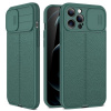 Kožený kryt LITCHI na iPhone 13 Mini - Tmavozelená Kožený kryt LITCHI na iPhone 13 Mini - Tmavozelená
