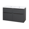 Mereo Mailo, kúpeľňová skrinka s umývadlom z liateho mramoru 121 cm, antracit, čierne madlo, MER-CN533MB Mereo Mailo, kúpeľňová skrinka s umývadlom z liateho mramoru 121 cm, antracit, čierne madlo, MER-CN533MB