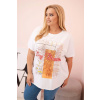 Legínovo Dámska bavlnená blúzka Plus Size s potlačou Day Dream biela + ťavia Farba: Biela, Veľkosť: UNI Legínovo Dámska bavlnená blúzka Plus Size s potlačou Day Dream biela + ťavia Farba: Biela, Veľkosť: UNI