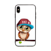 AppleMix Kryt pre Apple iPhone Xs Max - Sova v klobúku - guma / sklo - čierna / biela AppleMix Kryt pre Apple iPhone Xs Max - Sova v klobúku - guma / sklo - čierna / biela