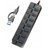 LogiLink HUB USB3.2 Gen1, 7x USB-A, 7x ON/OFF, černý LogiLink HUB USB3.2 Gen1, 7x USB-A, 7x ON/OFF, černý